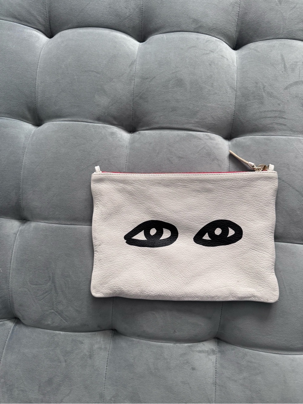 CLARE V Eyes White Leather Flat Clutch with Tabs - Picture 12 of 13